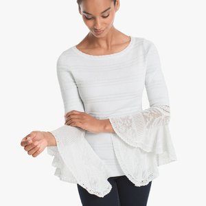 White House Black Market Sweater with Lacy Flutter Sleeves